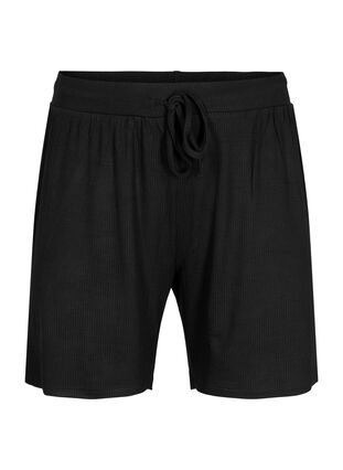 Löst sittande ribbade shorts i viskos, Black, Packshot image number 0