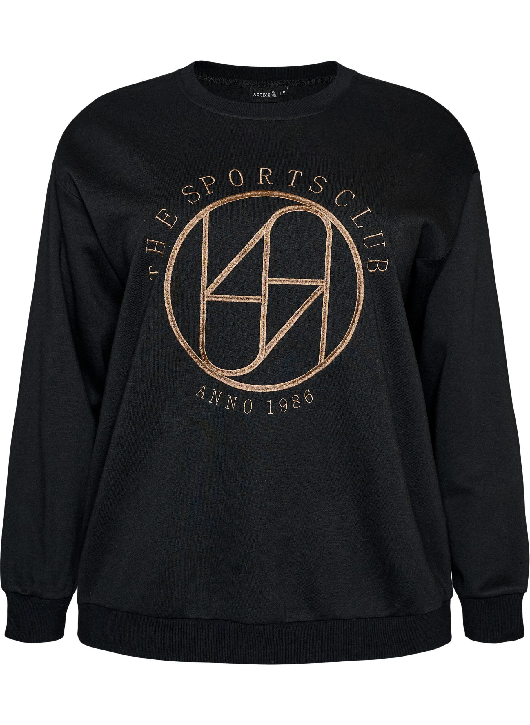 ZizziSweatshirt med broderad text, Svart, Packshot image number 0