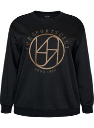 Sweatshirt med broderad text, Svart