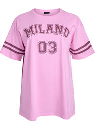 Sportig oversized college-t-shirt, Rosa