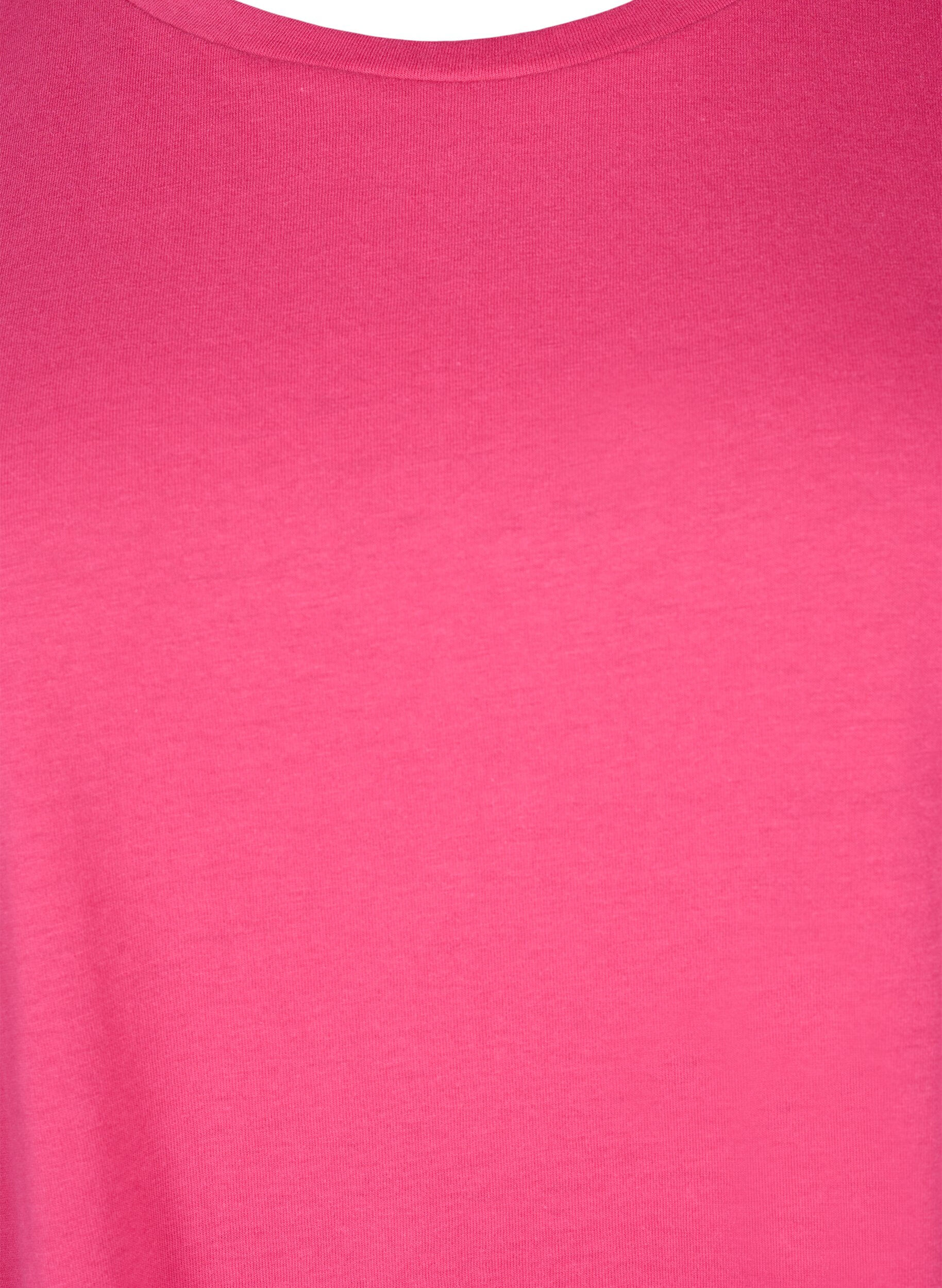 Zizzi Kort&auml;rmad t-shirt i bomullsmix, Rosa, Packshot image number 2