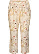 H&ouml;gmidjade byxor i viskos med blommigt m&ouml;nster, Beige, Packshot image number 0