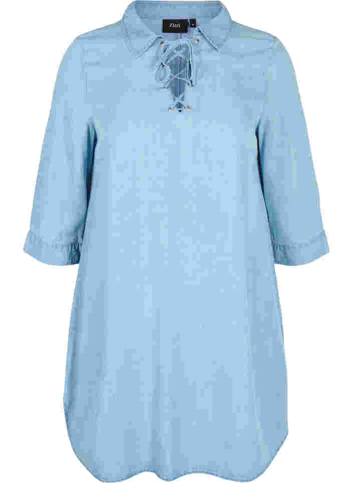 Tunika med 3/4-ärmar, Light blue denim, Packshot image number 0