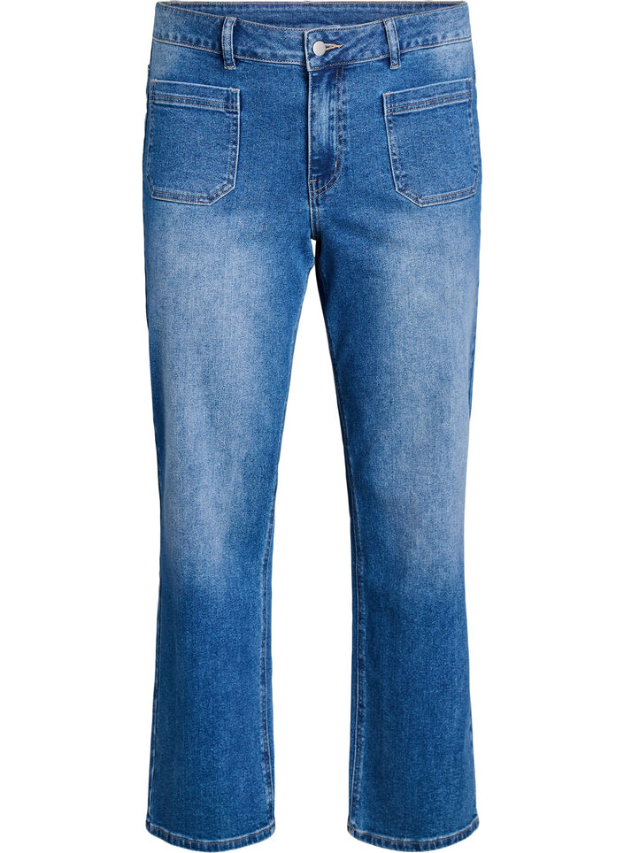 Jeans med framfickor och raka ben, Bl&aring;, Packshot image number 0