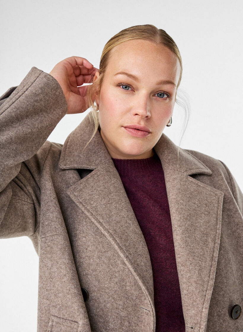 Kort kappa med dubbelknäppt knäppning, Beige, Image image number 0