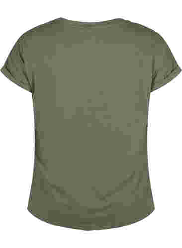 Kortärmad t-shirt i bomullsmix, Dusty Olive, Packshot image number 1
