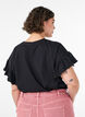 T-shirt i ekologisk bomull med volang&auml;rmar, Svart, Model image number 2