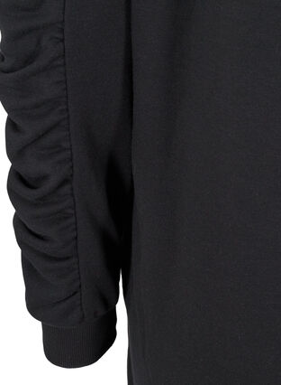 Sweatshirtklänning med fickor och draperade ärmar, Black, Packshot image number 3