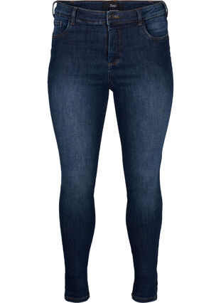 Mycket åtsittande jeans med hög midja, Dark Blue, Packshot image number 0