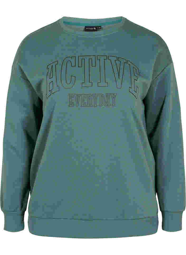 Sweatshirt med sportigt tryck, Dark Forest, Packshot image number 0