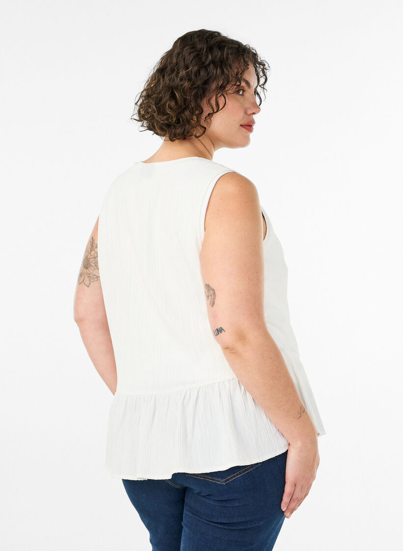 &Auml;rml&ouml;s blus med struktur och knytning, Vanilla, Model image number 2