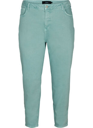 Mom fit jeans i bomull, Chinois Green, Packshot image number 0