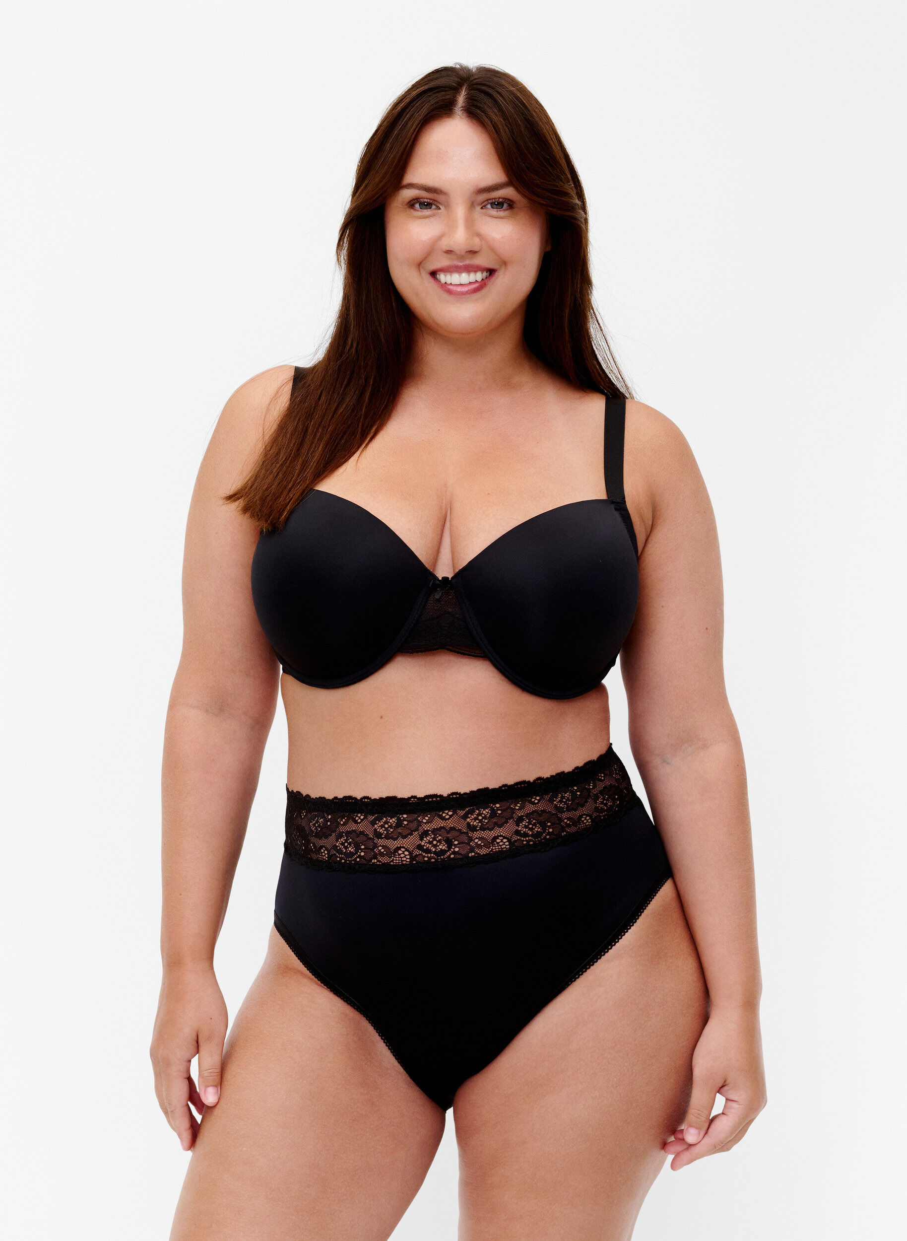 Zizzi Menstrosor med spets, Svart, Model image number 0