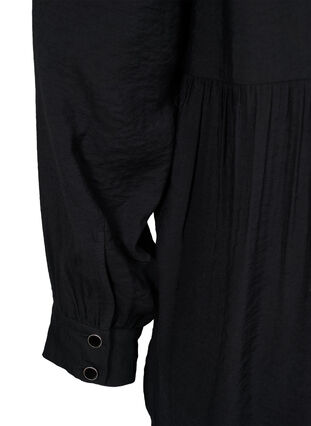 Enfärgad skjortklänning i a-linjeform, Black, Packshot image number 3