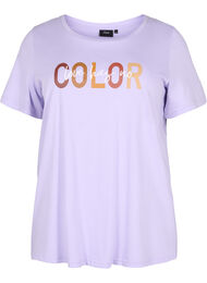 T-shirt i bomull med tryck, Lavender COLOR