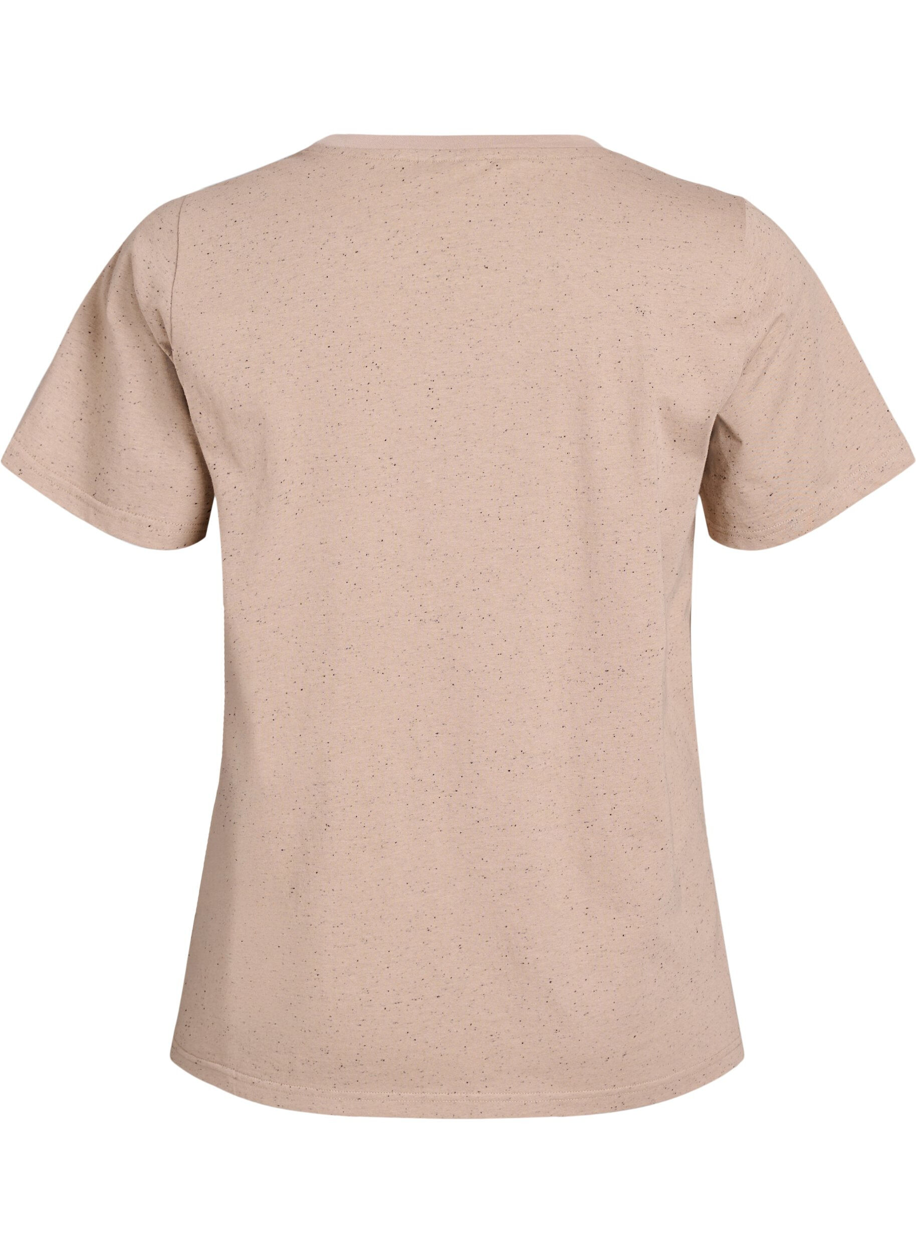 Zizzi T-shirt i bomull med rund halsringning, Beige, Packshot image number 1