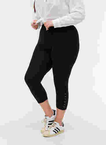 3/4 leggings med knappar, Black, Model image number 2