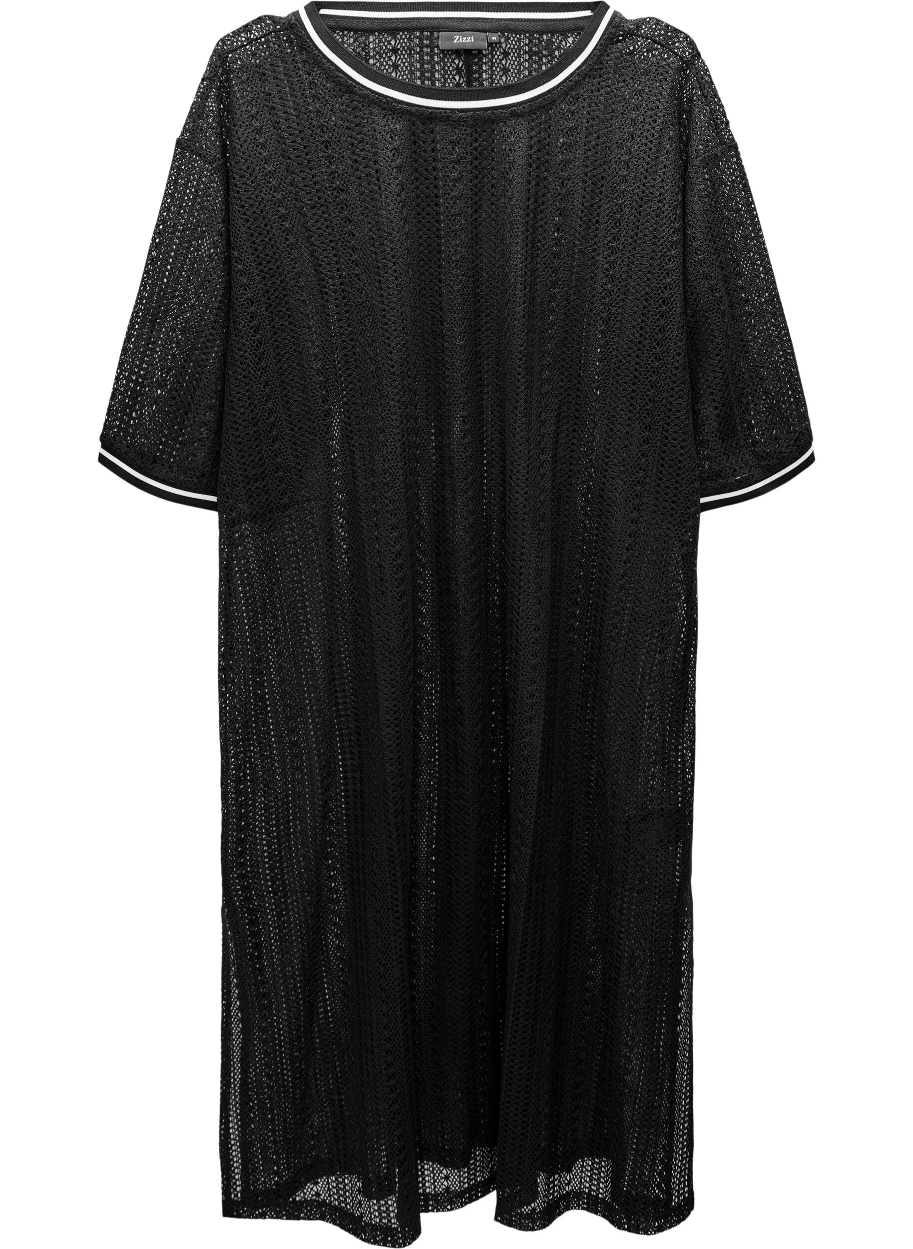 Midikl&auml;nning med h&aring;lm&ouml;nster och korta &auml;rmar