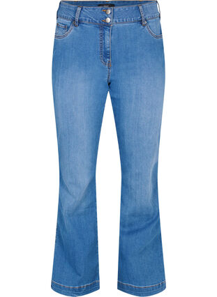 Högmidjade Ellen jeans med bootcut, Blue denim, Packshot image number 0