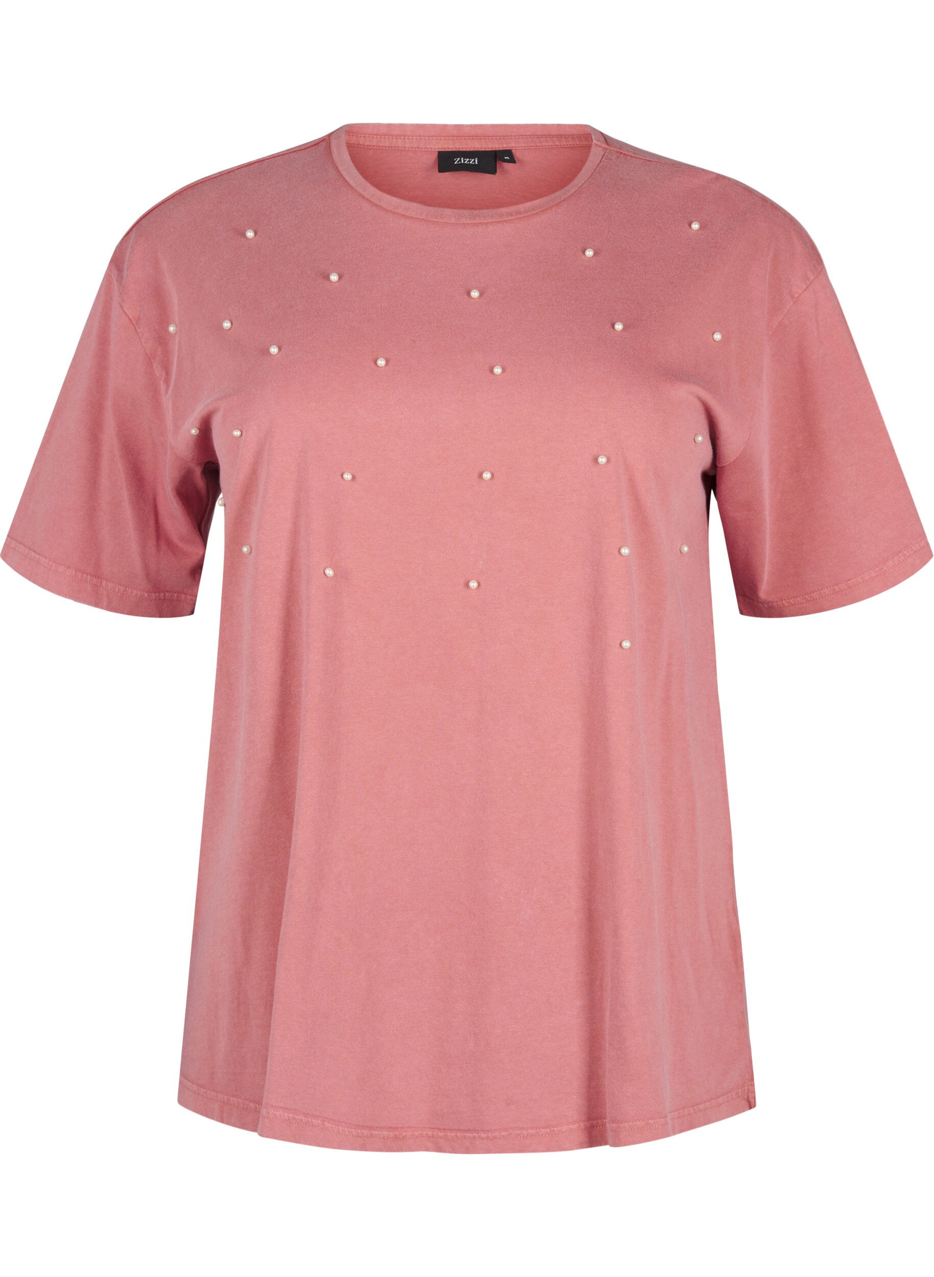 Zizzi T-shirt med p&auml;rlor, Heather Rose Washed, Packshot image number 0