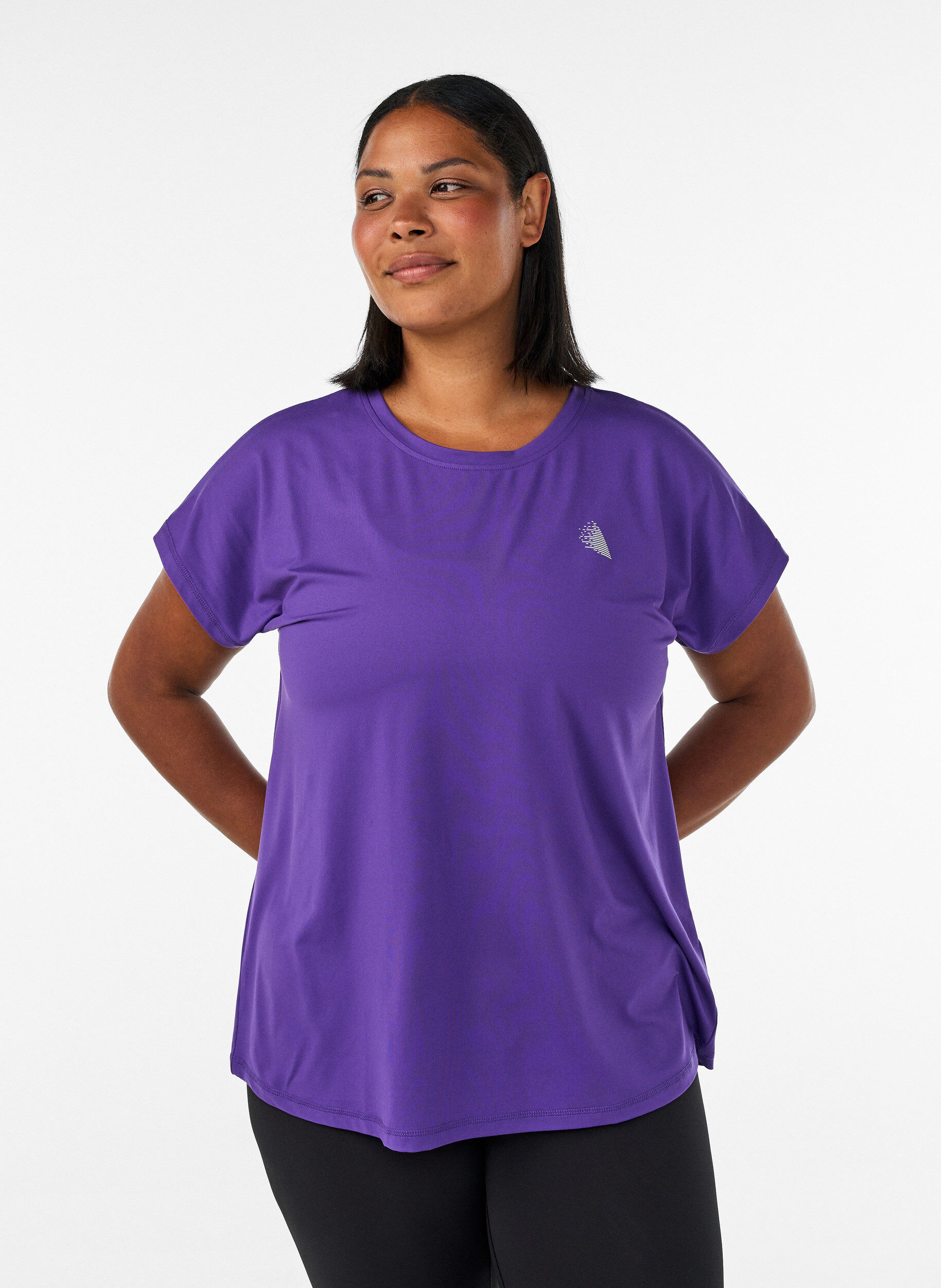 Enf&auml;rgad tr&auml;nings-T-shirt, Lila, Model