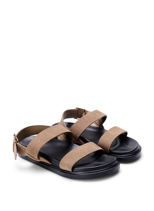 Sandal med bred passform i mocka, Brown, Packshot image number 1
