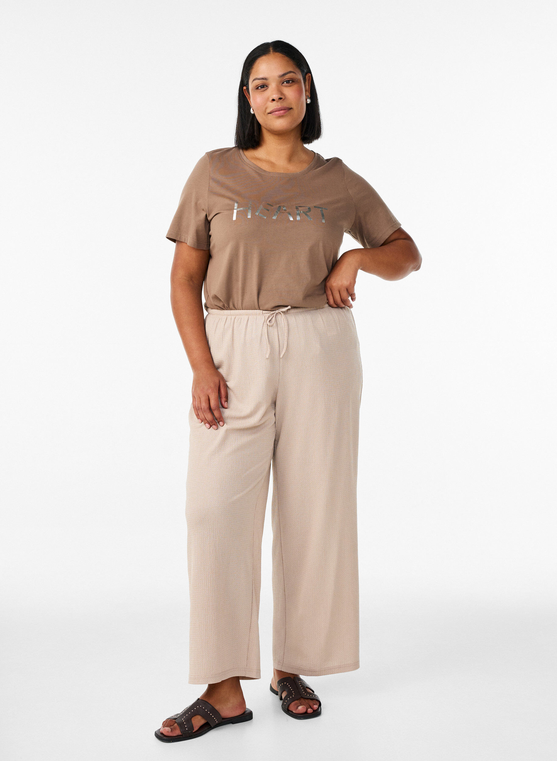 ZizziT-shirt med tryck, Brun, Model image number 1