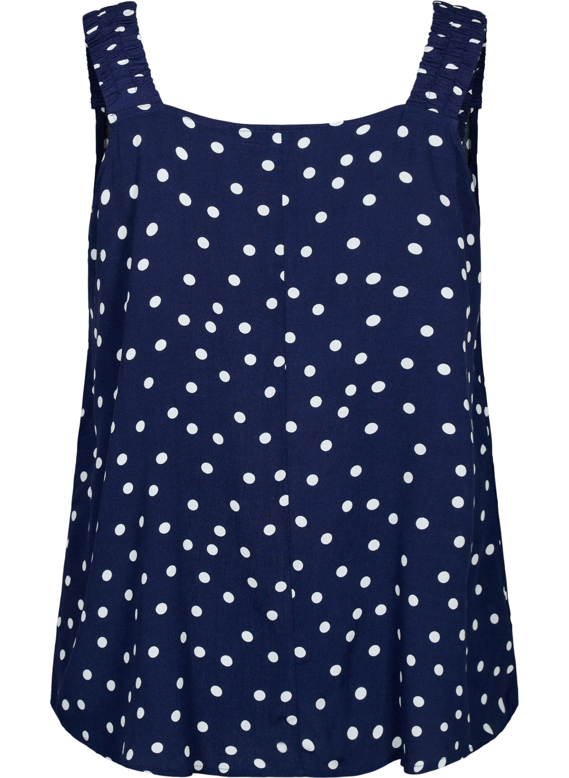 Zizzi Tryckt viskos a-linjeformad topp, Peacoat Dot, Packshot image number 1