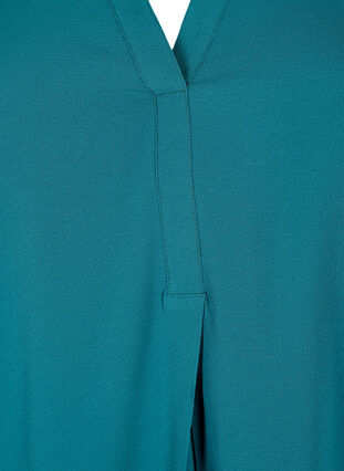 Enfärgad blus med v-hals, Deep Teal, Packshot image number 2