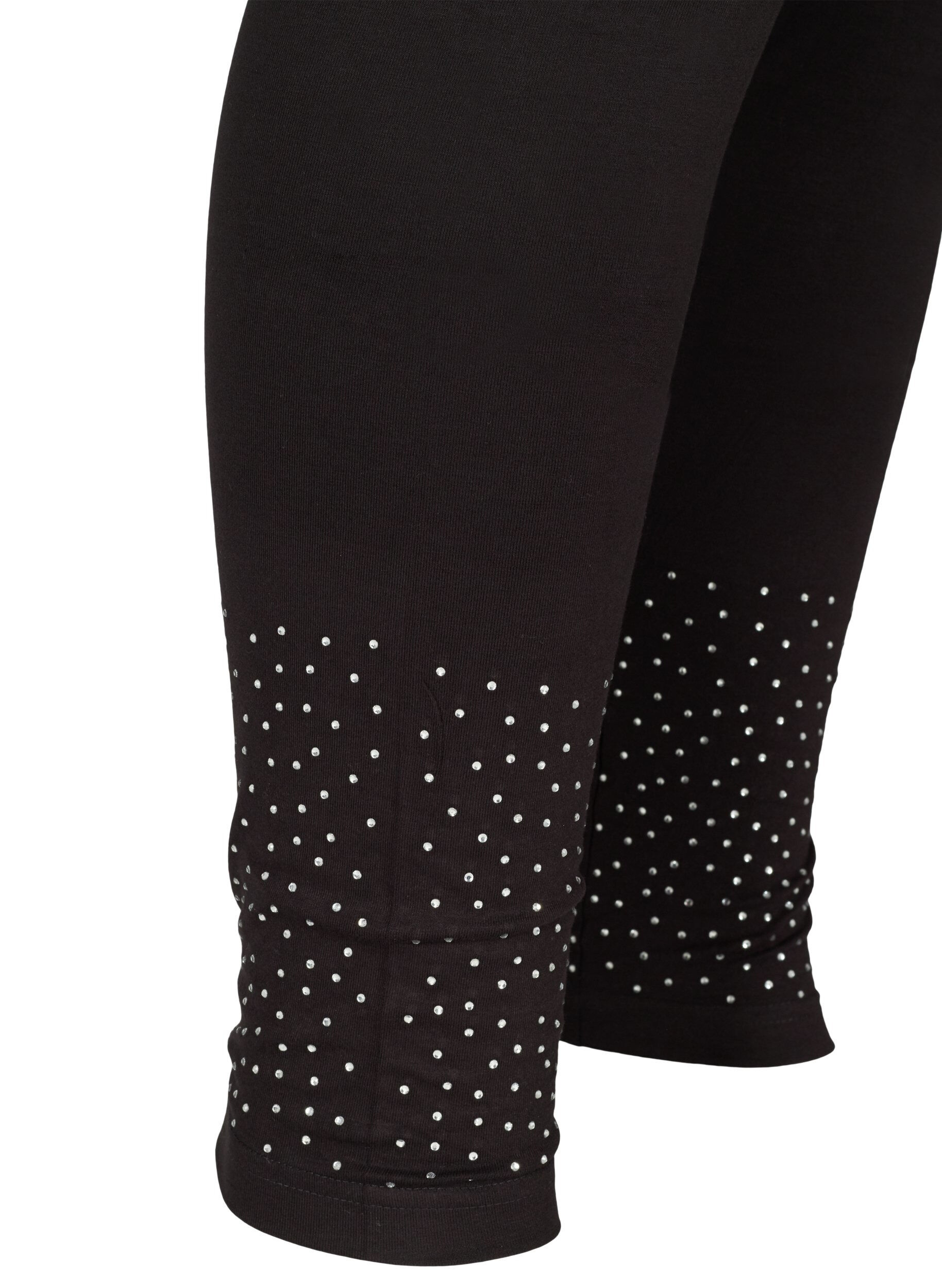 Zizzi Leggings i viskosmix med dekorativa stenar, Black, Packshot image number 3