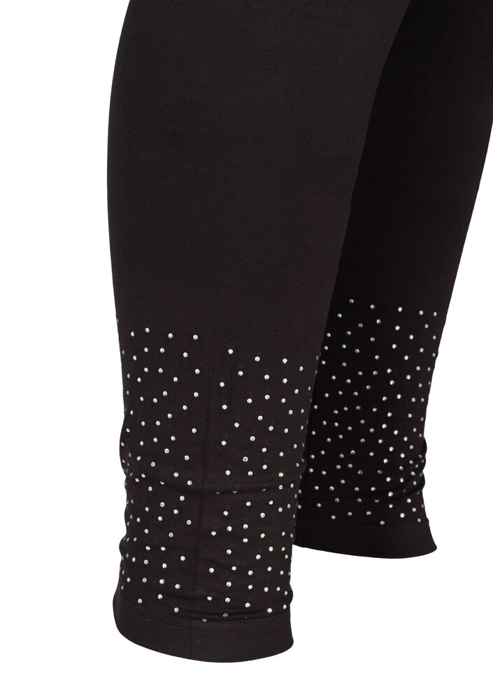 Leggings i viskosmix med dekorativa stenar, Black, Packshot image number 3