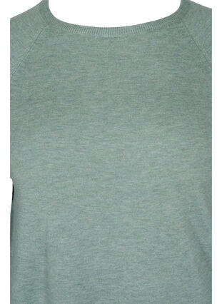 Stickad tröja med långa ärmar och ribbad detalj, Chinois Green Mel, Packshot image number 2