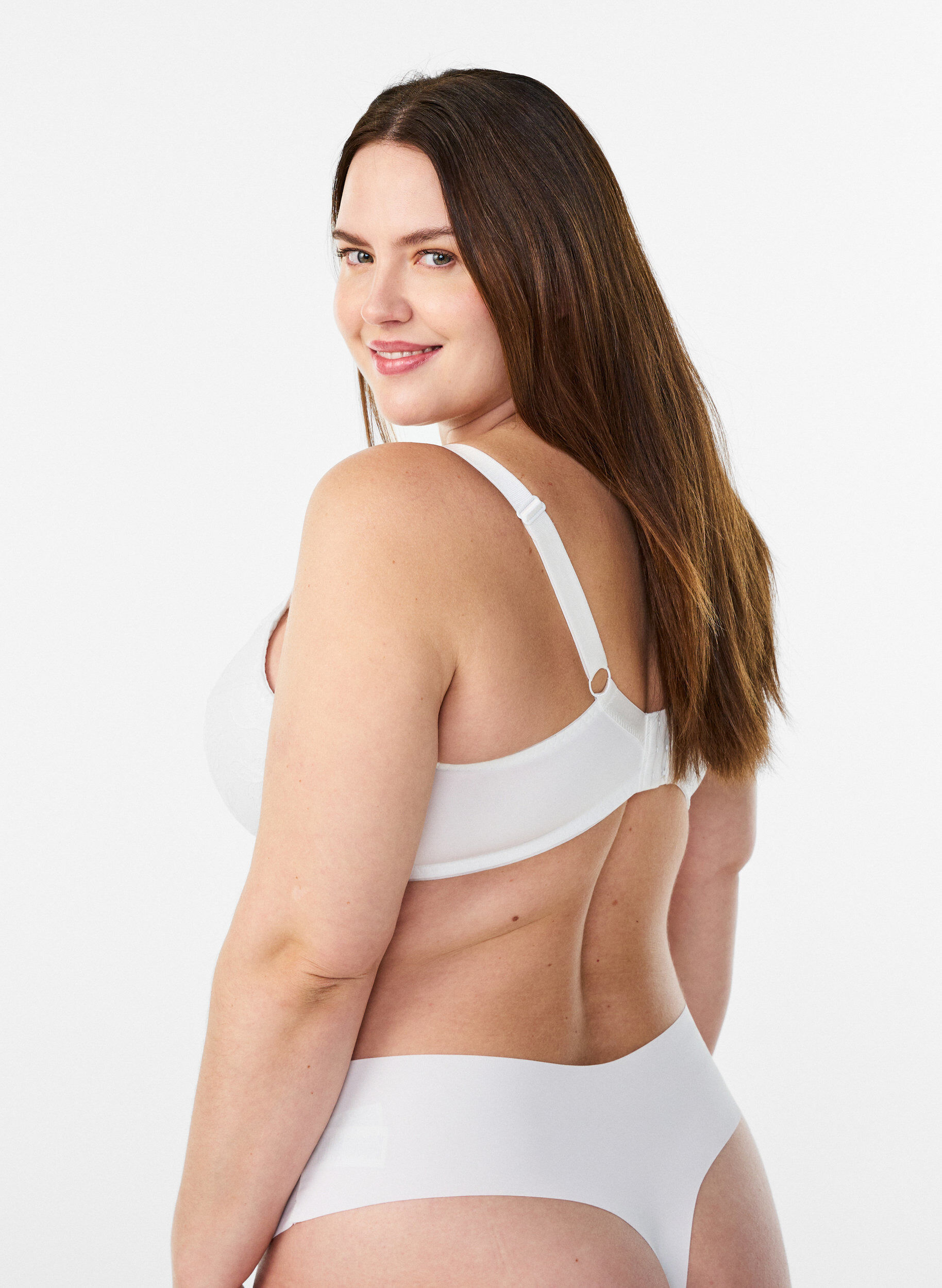 ZizziVadderad spets-BH med bygel, Vit, Model image number 2