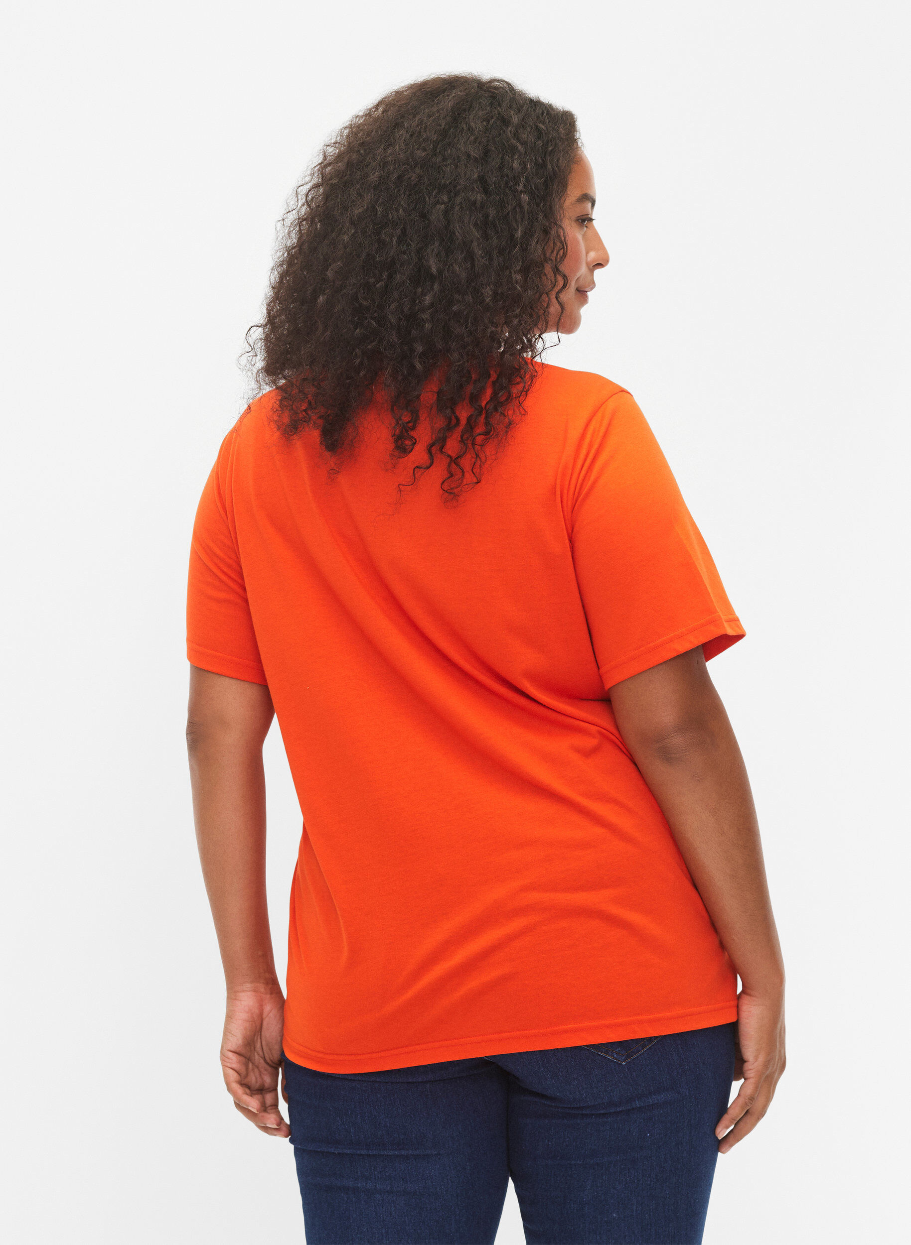 Zizzi T-shirt fr&aring;n FLASH med tryck, Orange.com, Model image number 1