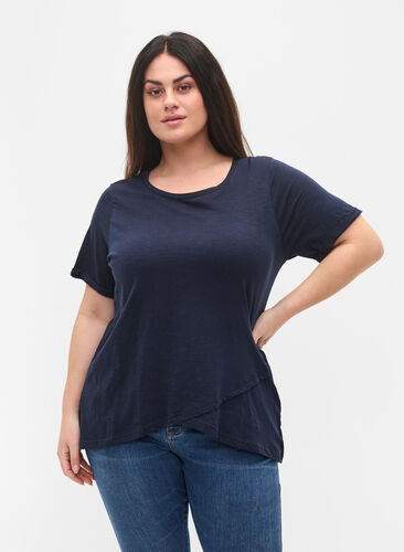Kortärmad t-shirt i bomull, Navy Blazer, Model image number 0