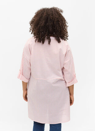 Randig tunika med knappar och 3/4 ärmar, Rose Tan Stripe, Model image number 1