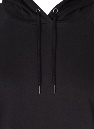 Sweatshirt i bomull med huva och ficka, Black, Packshot image number 2
