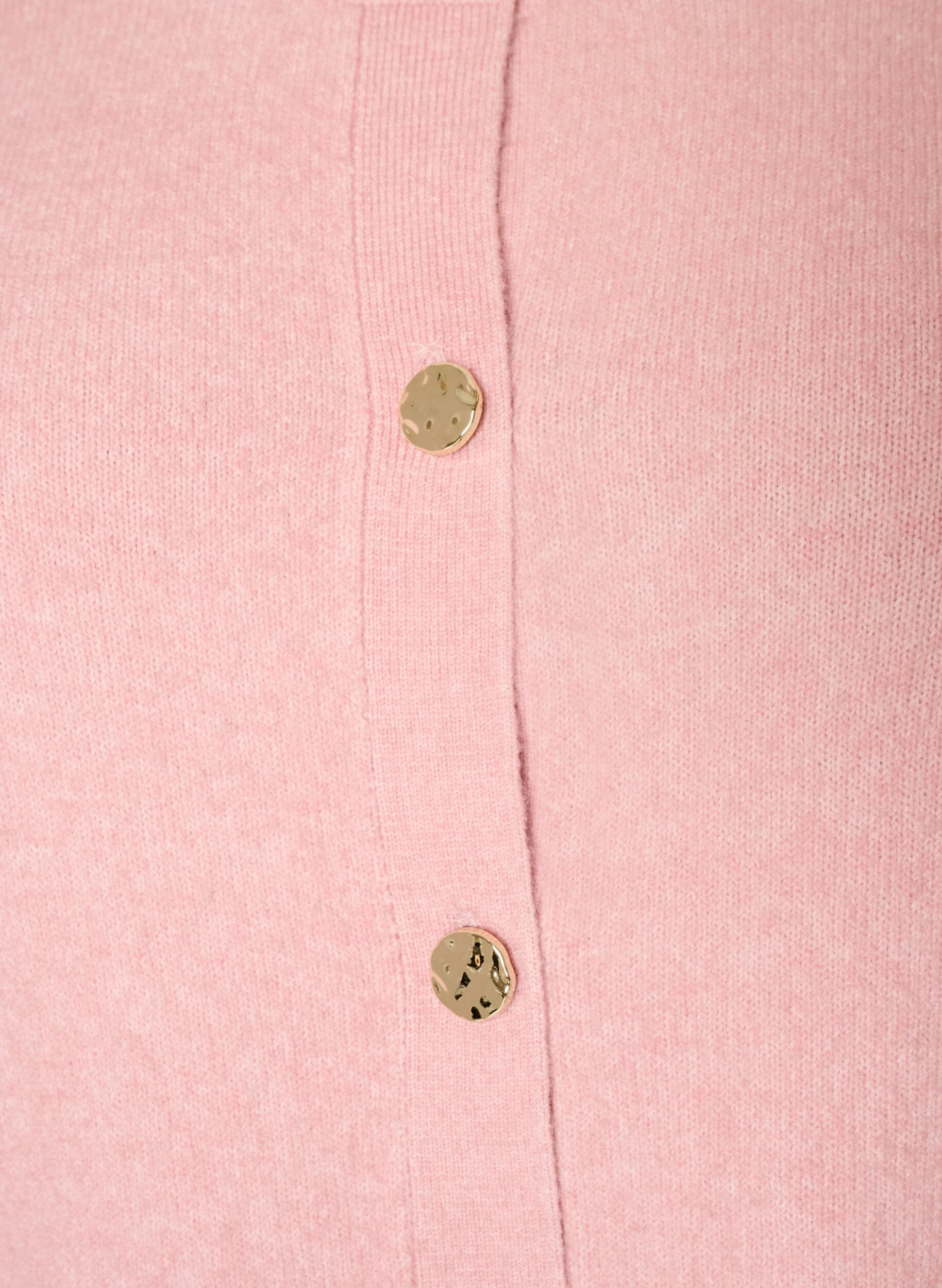 ZizziKofta i mjukt stickat med guldf&auml;rgade knappar, Rosa, Packshot image number 2