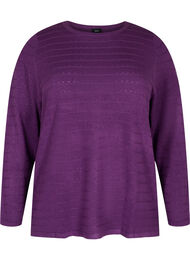 Stickad tröja med struktur och rund hals, Amaranth Purple