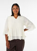 Blus med 3/4-&auml;rmar och volangdetaljer, Vanilla, Model image number 0