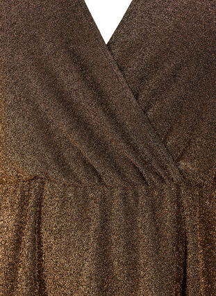 Glitterklänning med omlott och långa ärmar, Black Copper, Packshot image number 2