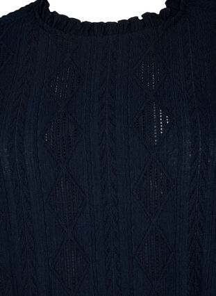 Blus med volangdetaljer och ton-i-ton-mönster, Night Sky, Packshot image number 2