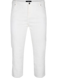 Croppade jeans med råa kanter och hög midja, White, Packshot