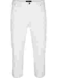 Croppade jeans med råa kanter och hög midja, White