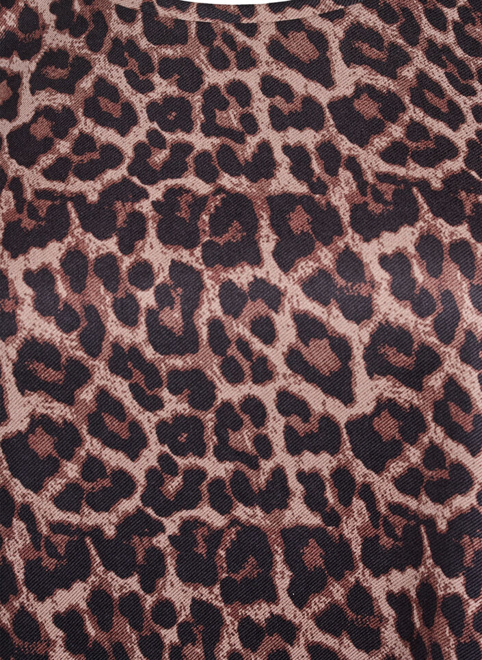 Kort a-linjeformad klänning med 7/8-ärmar, Brun, Packshot image number 2