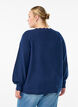 Stickad blus med v&aring;giga kanter, Bl&aring;, Model image number 2