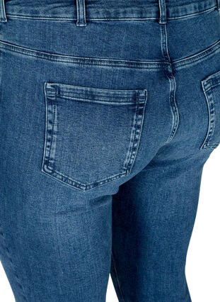 Super slim Amy jeans med råa kanter, Blue denim, Packshot image number 3