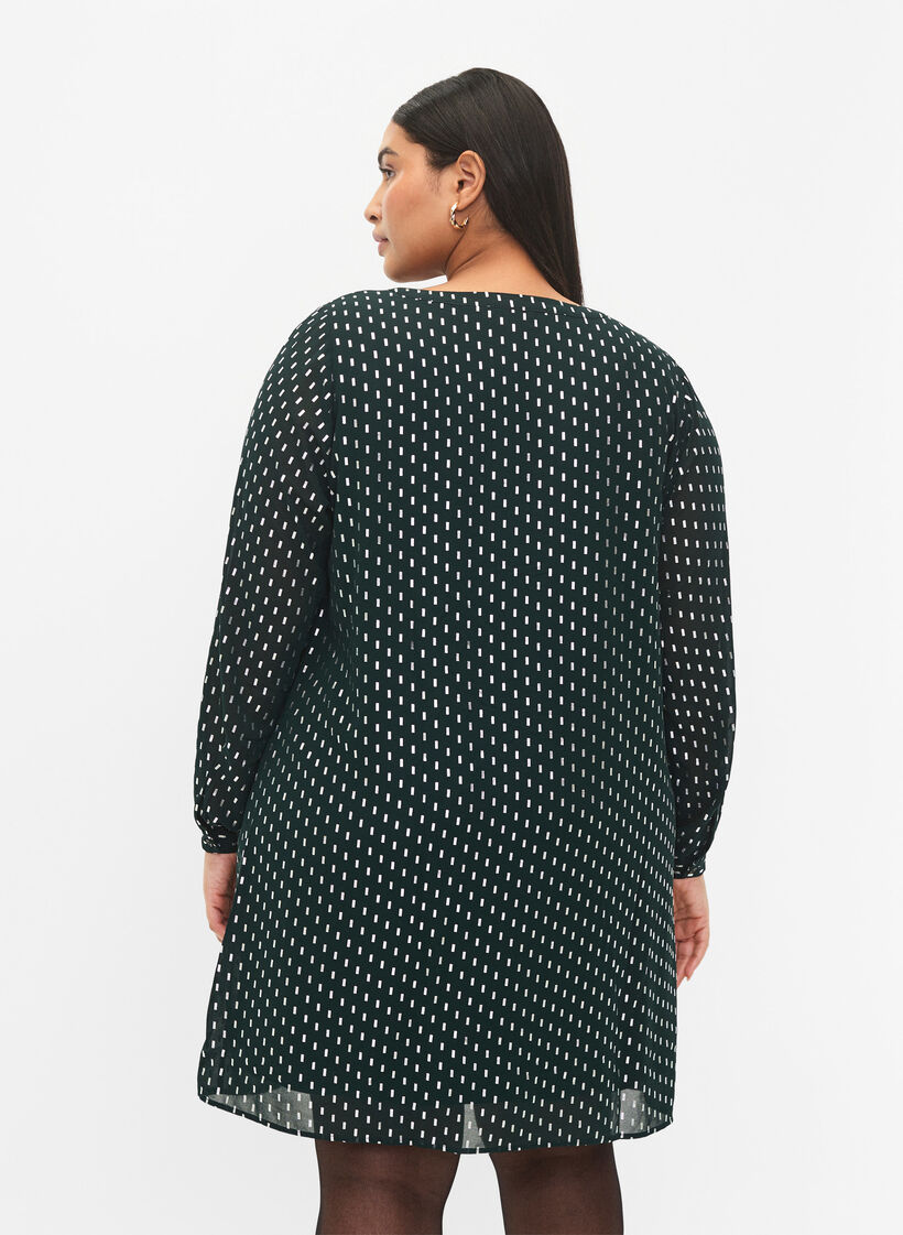 Långärmad klänning med folietryck, Scarab w. Silver, Model image number 1