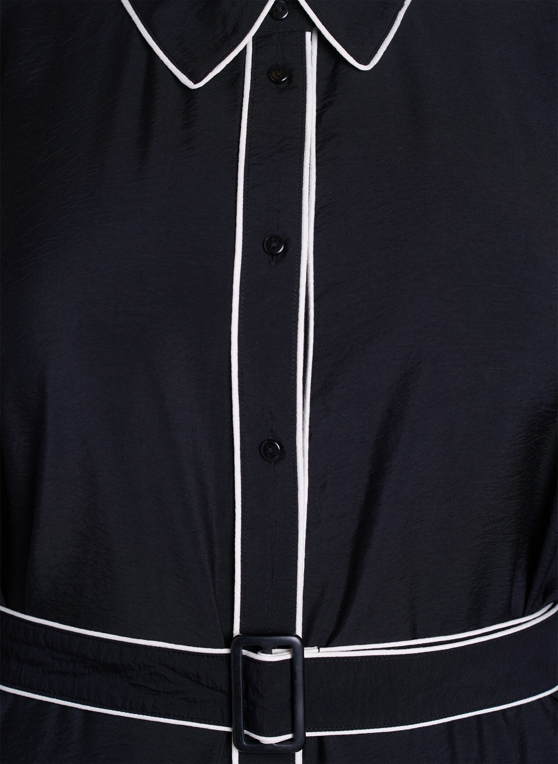 Zizzi Midiskjortkl&auml;nning med kontrastkanter, Svart, Packshot image number 2