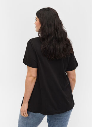 T-shirt i bomull med tryck, Black Cyclamen LOVE, Model image number 1